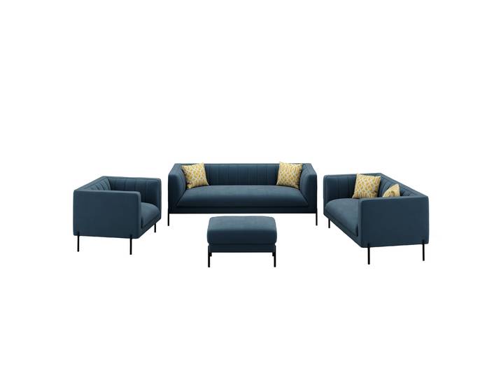 Sofa Set Samt ATTILA blau