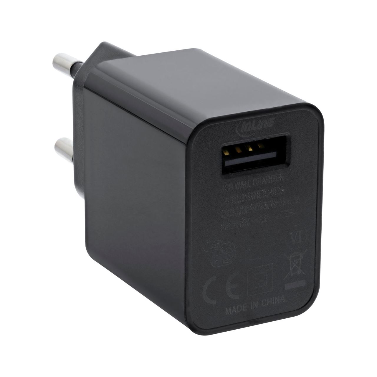 InLine USB Ladegerät Single, Netzteil, Stromadapter, 100-240V zu 5V/2,5A, schwarz