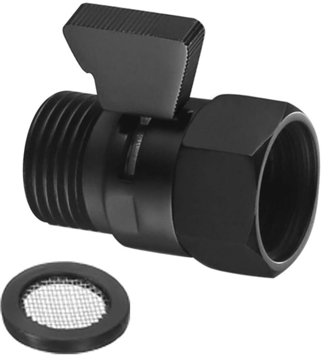 Zwarte douchekop afsluitklep met knoptype - G1/2 universele maat - Waterstroomregelklep voor douchearm, slang of bidetsproeier