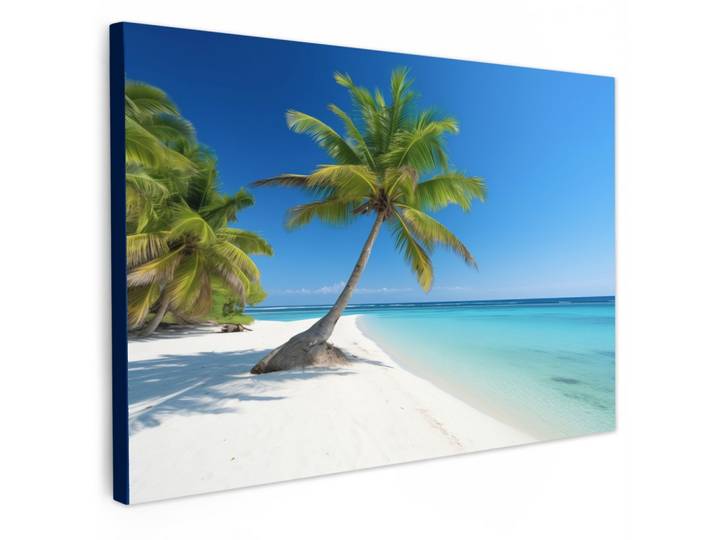 LEINWANDBILD Strand - Palme - Tropisch - Meer Wohnzimmer Groß 120x80 cm