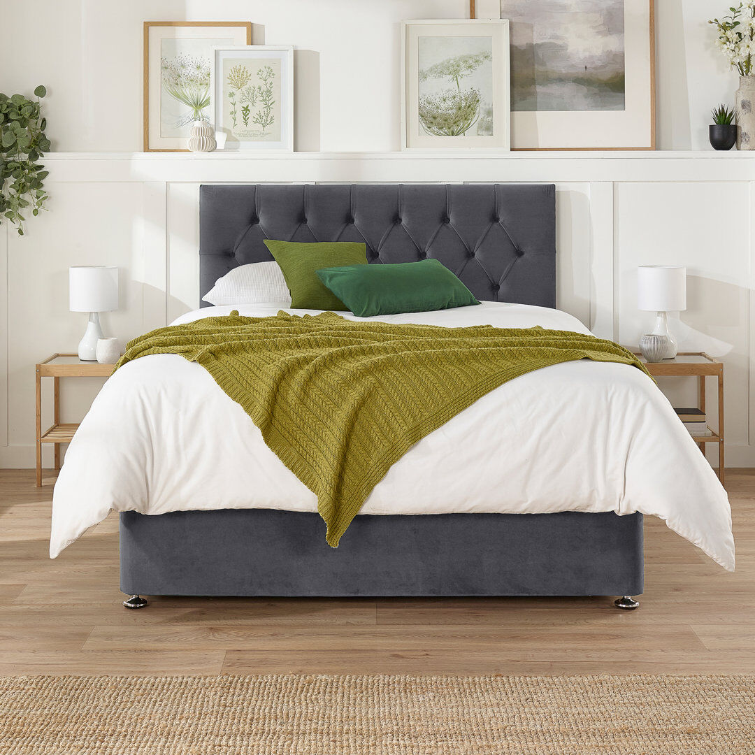 Fairmont Park Nadyah Upholstered Divan Bed Grey Double (4'6)