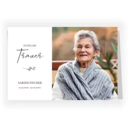 Einladungen Trauerfeier Beerdigung in Weiß im Design "Kirschblüte" - Musterkarte