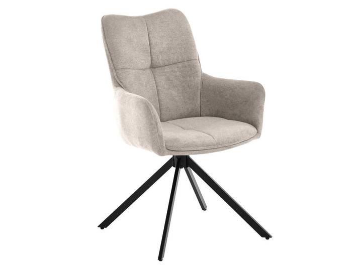 Beautysofa Armlehnenstuhl Pecto mit Drehfunktion und schwarzem Metallgestell, Beige, 43x93x55 cm, Esszimmer, Stühle, Armlehnstühle