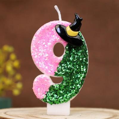 Uplift Treasures Witch Theme Number Birthday Cake Candle Pink And Green 9