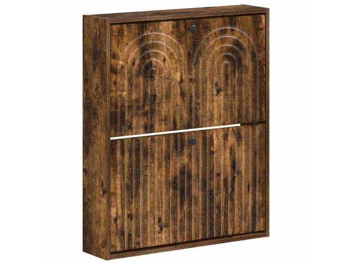 NOUVEAU Range-chaussures - (1 PC) Cabinet à chaussures mural ALKMAAR 71x17x86cm - Chêne fumé - Anti l'humidité  37321