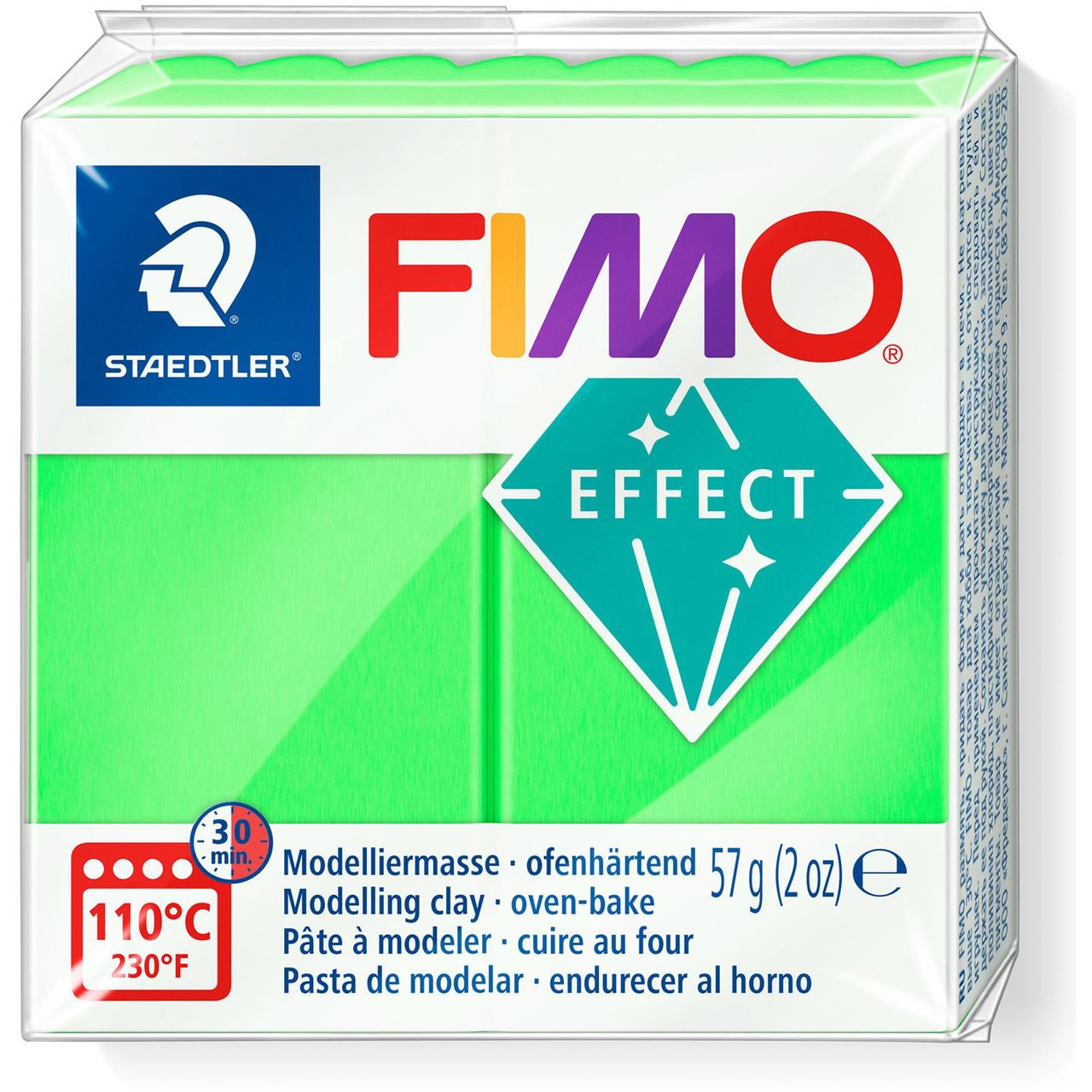 FIMO EFFECT Modelliermasse, ofenhärten, neongrün, 57 g