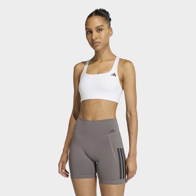 Sport-BH ADIDAS PERFORMANCE "OPTIME WORKOUT BH, MITTLERE BELASTUNG", Damen, Gr. XL, N-Gr, weiß, Obermaterial: 79% Polyester, 21% Elasthan, BHs Sport-BH