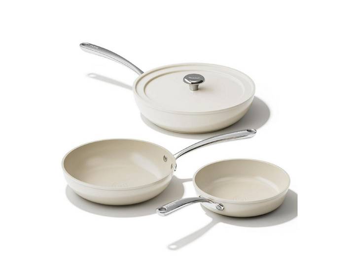 LuxusKollektion Pfannen-Set Keramik Pfannenset 20/24/28cm Beige
