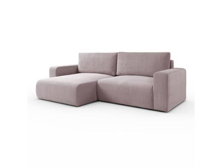 Lookway Ecksofa Opera mit Schlaffunktion und Bettkasten, universaler L-Form Schlafsofa mit Liegefläche 125x205 cm, Wohnzimmer Sofa (Rose - Poso 27)