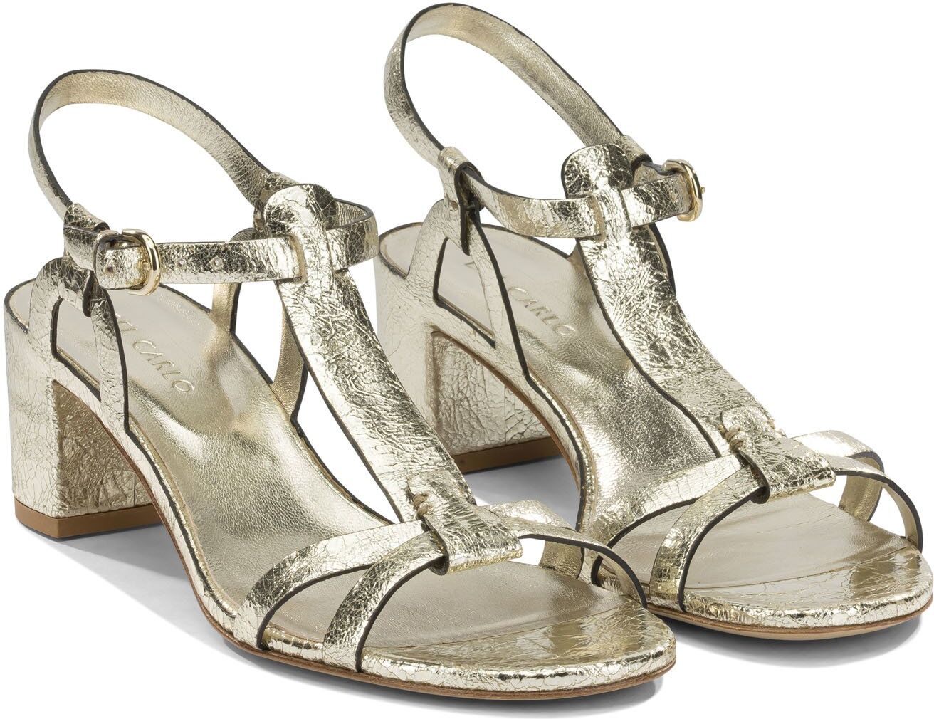 Del carlo sandale femme or en pur cuir Or 36