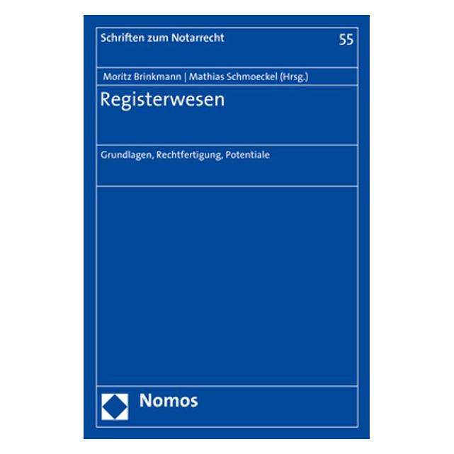 Nomos Registerwesen (Deutsch, Softcover, Mathias Schmoeckel, Moritz Brinkmann) (56150070)