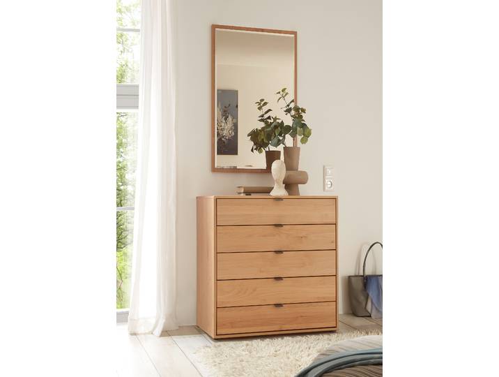 Kommode mit 5 Schubladen 80cm Braun/Beige/Erle Erle