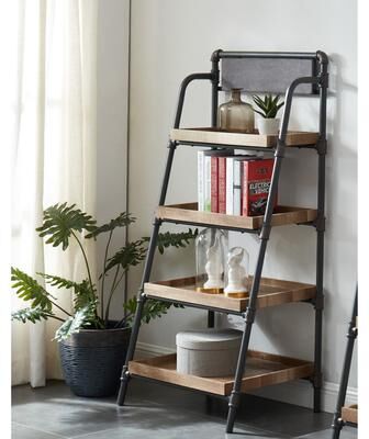 Furniture of America Pham Industrial Brown Metal Display Bookshelf