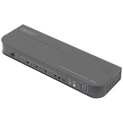 DIGITUS KVM-Switch 4-Port 4K60Hz, 4xDP in, 1xDP/HDMI out