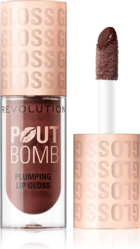 Revolution Pout Bomb lip gloss with magnifying effect shade Espresso Cool Nude 4.6 ml