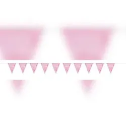Wimpelkette rosa & silber Happy Birthday