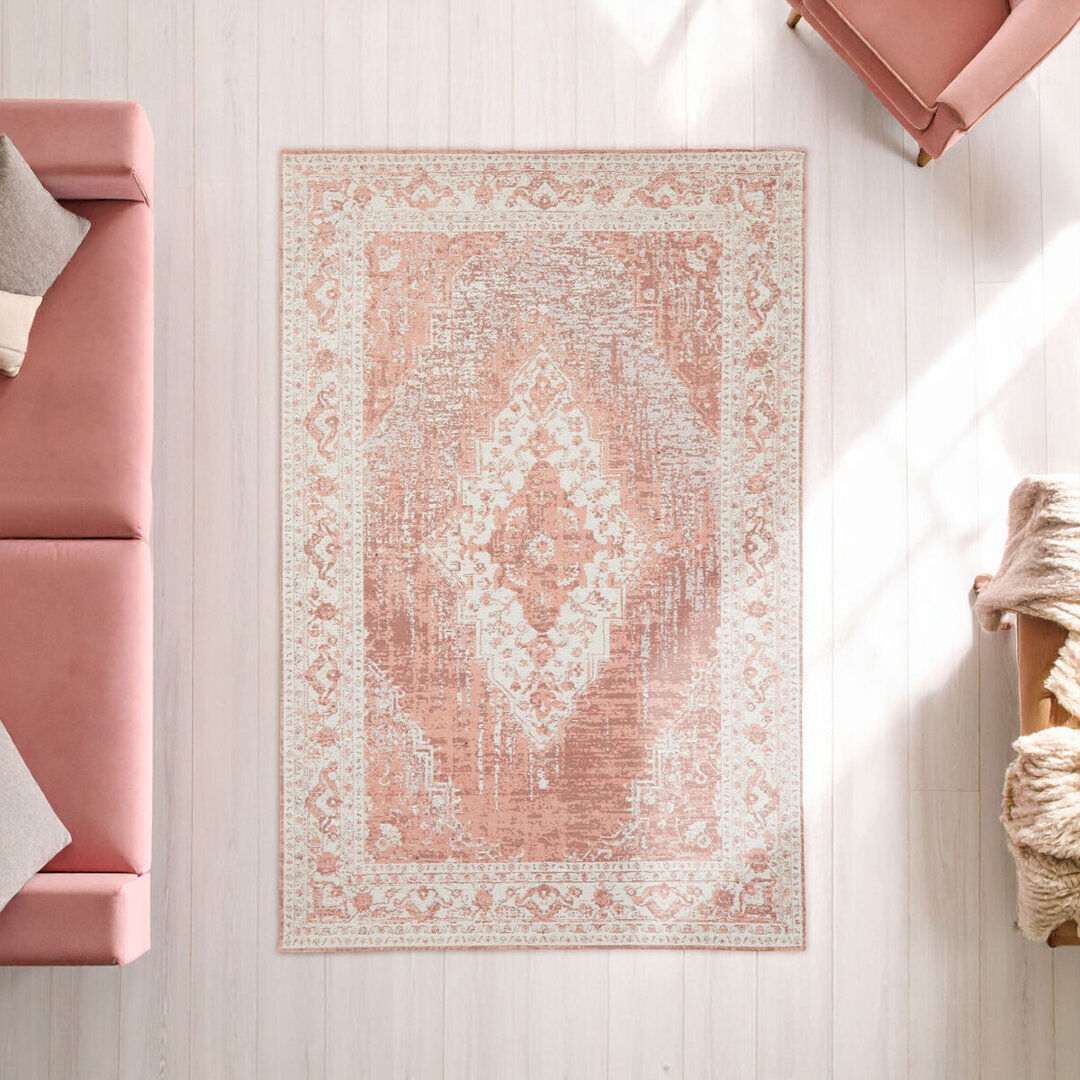 Bloomsbury Market Lykins Moroccan Area Rug Pink/Beige Rectangle 120 x 180cm