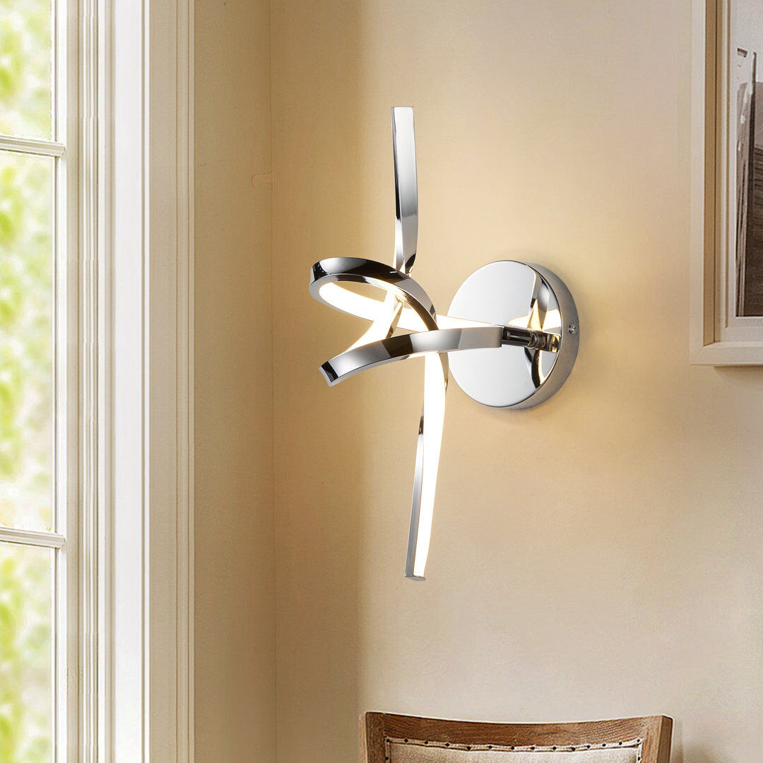 Metro LED Flush Mounted Sconce Chrome 34cm H X 15cm W X 23cm D