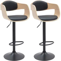 CLP 2er Set Barhocker Kingston B Kunstleder   Farbe: natur/schwarz, Material: Kunstleder