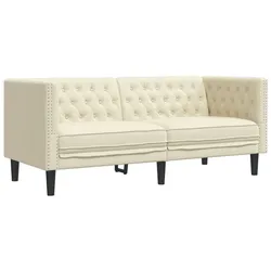 vidaXL Chesterfield-Sofa 2-Sitzer Creme Kunstleder
