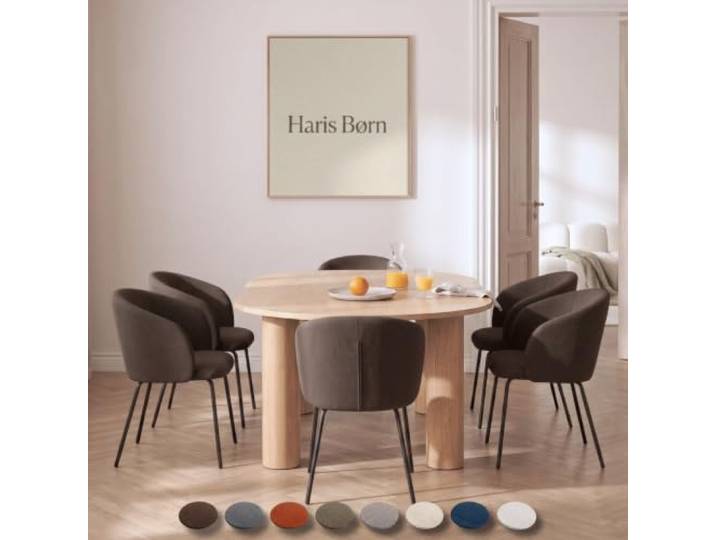 Haris Børn® NØR Esszimmerstühle (6er Set) Braun - Bequeme Polster Esszimmerstühle mit Armlehne - Premium Esstisch Stühle & Wohnzimmer Stühle - Moderne Esszimmerstühle 30 Tage testen