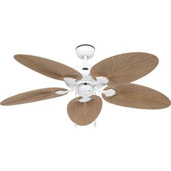 CasaFan CLASSIC OUTDOOR 132 WE-PR Flügel Kunststoff Palme/Rattan braun Deckenventilator 61 W (Ø x H) 132 cm x 375 mm Weiß Winterbetrieb 513295