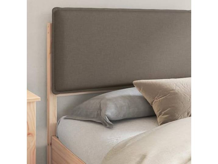 KTHLBRH Bett mit Kopfteil bezogen Taupe 200 x 200 cm Kiefer massiv Lattenrost inklusive, einfache Montage, waschbarer Bezug, modernes Design