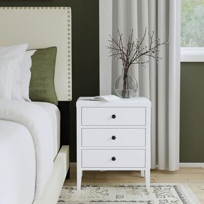 Painted Wood 3-drawer Nightstand Storage Table by East at Main