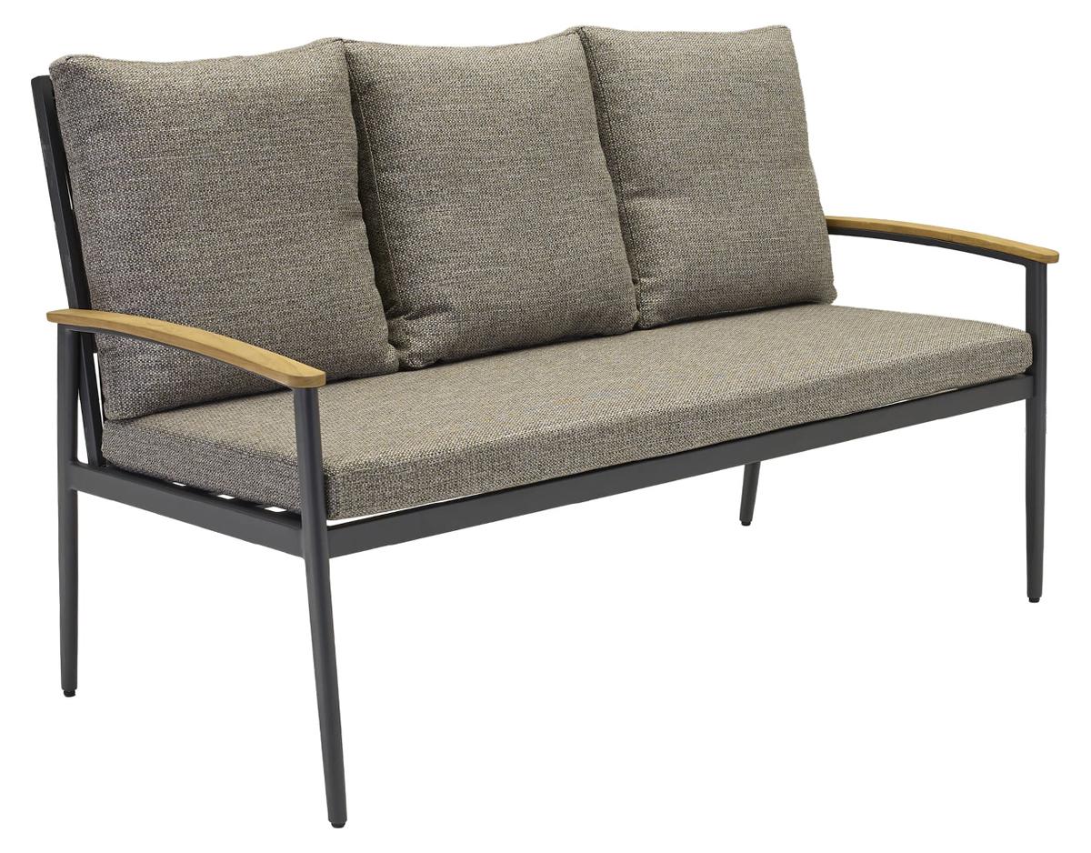 Loungesofa Phoenix 3-Sitzer 160cm Gartensofa mit Polster Teak Rope Anthrazit