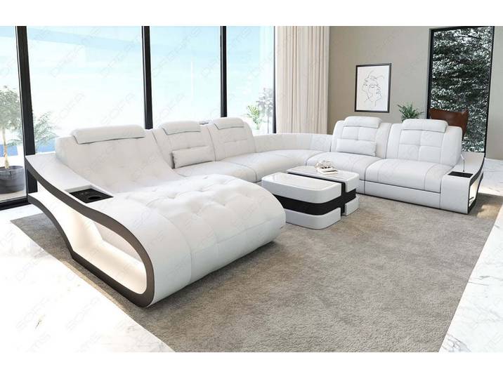 Leder Wohnlandschaft Elegante XXL U-Form