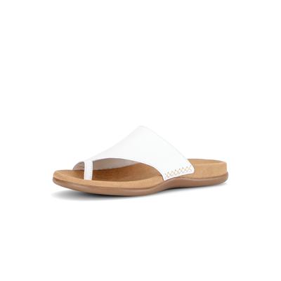 Zehentrenner GABOR, Damen, Gr. 41, Leder, weiß, Glattleder, Schuhe Zehentrenner, Sommerschuh, Schlupfschuh mit modischem Zehenring