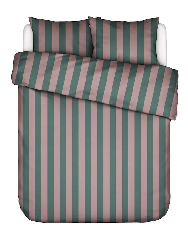 Essenza Minte Stripe Woodrose dekbedovertrek - Dark teal