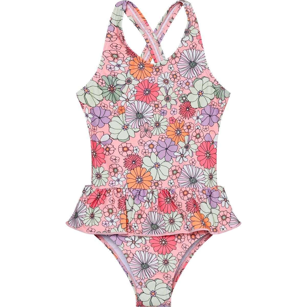 Color Kids Swimsuit W. Skirt AOP 720336 coral blush (5077) 128 720336-5077-128