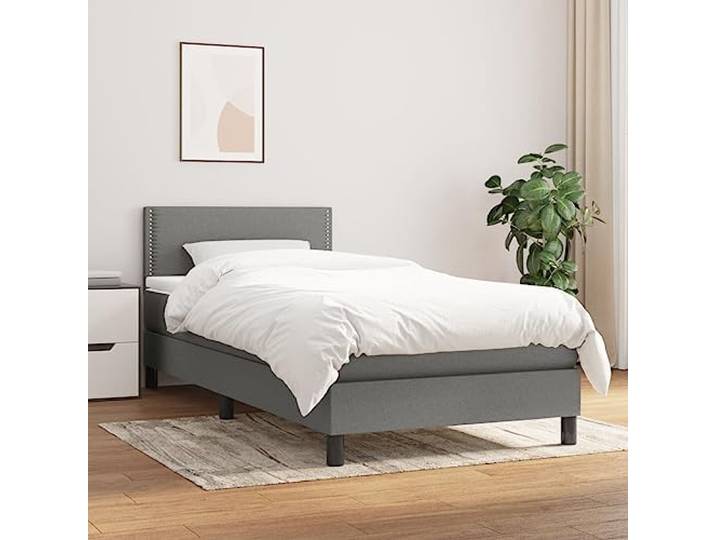 RJPLMFV Lattenrost, Matratze, 90 x 200 cm, Dunkelgrau, Stoff Verstellbarer Kopf, Taschenfedern, mittelharte Unterstützung, weicher Matratzenschoner, Bedienungsanleitung im Lieferumfang