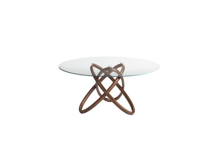 Runder Design Esstisch „Extravaganza“ Esche Transparent, Nussbaum Ø 140 cm Angel Cerdá
