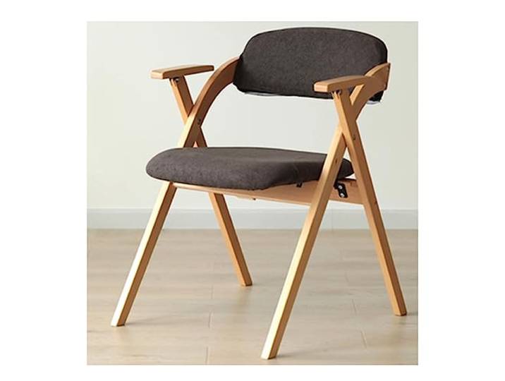 CHAOHAOKE Faltbare gepolsterte Esszimmerstühle mit Armlehnen Holz-Sitzfläche, PU-Baumwolle-Leinen-Bezug Vielseitig für Zuhause, Büro, Feierveranstaltungen (Braun)