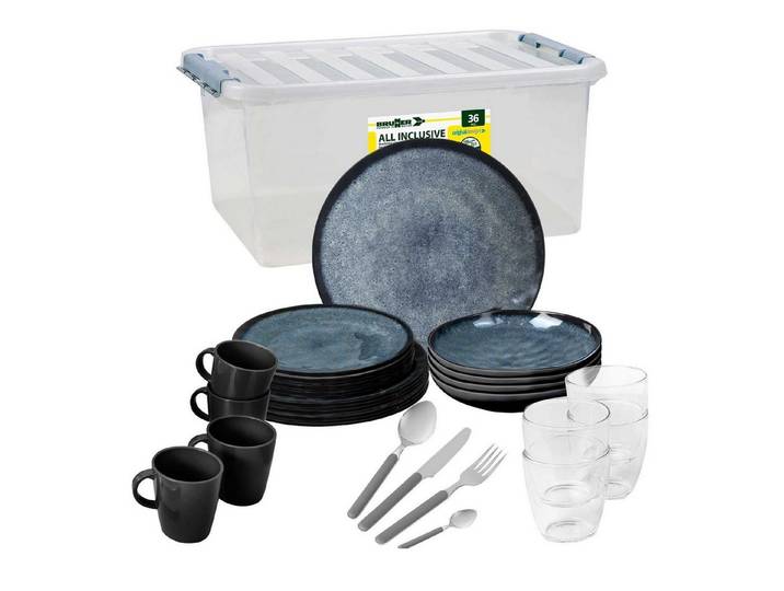 BRUNNER Geschirr-Set BRUNNER Camping Geschirrset VENETIAN (8, 12, 16, 36-Teile) Rutschfest (36-tlg)