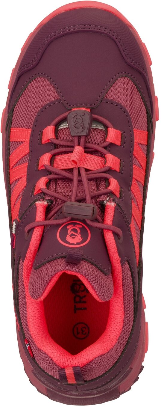 Outdoorschuh TROLLKIDS "Kids Tronfjell Hiker Low", Kinder, Gr. 31, atmungsaktiv, lila (deep ruby, frozen berry, pink salmon), Synthetik, Textil, Schuhe Outdoorschuh, wasserdicht deep ruby, frozen berry, pink salmon 31, atmungsaktiv