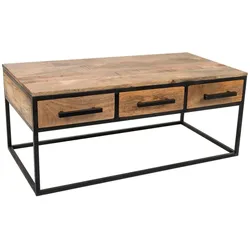 COUCHTISCH aus Holz und Metall 119x61x48 cm