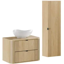 BADMÖBEL 80.4cm Mila 2er-Set Helle Eiche
