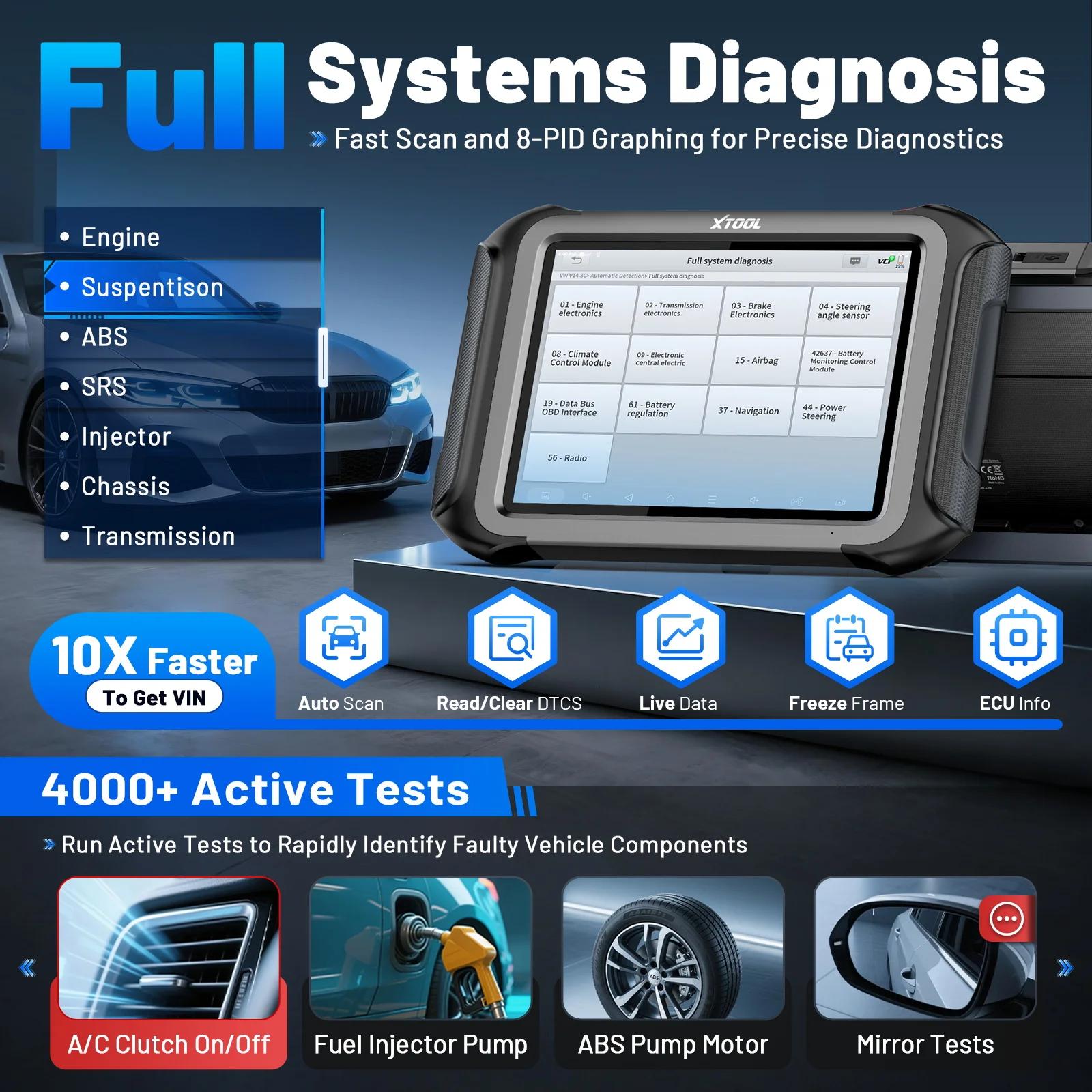Auto-Schlüsselprogrammierer - X100 MAX - Wegfahrsperren-Diagnose - 42+ Servicefunktionen - WLAN - 25,7-cm-Display - Software-Updates - Softwareversion 2026