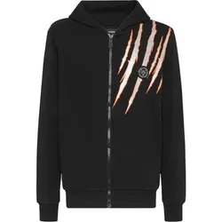 PLEIN SPORT Kapuzen-Sweatjacke SCRATCH, Größe L in Schwarz 0270