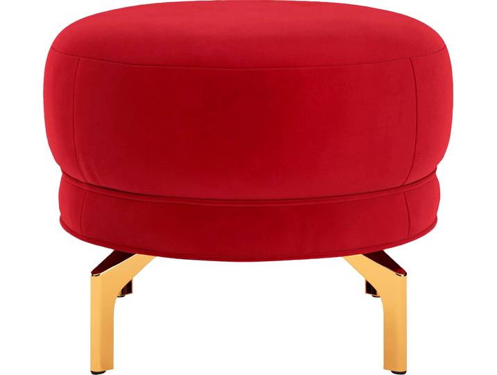 Polsterhocker, 100% Polyester, Rot, 63×46×63 cm, Goldfarbene Metallfüße, Orientalisch, sit&more