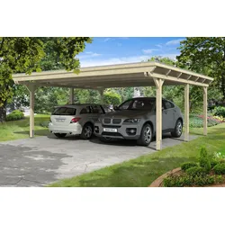Skan Holz Emsland Flachdach Carport-613x604cm-unbehandelt Holzcarport