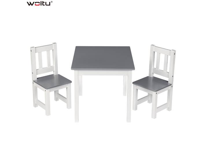 WOLTU 1 ensemble de table pour enfants avec 2 chaises, table de jeu et d'étude en bois, table à manger pour enfants d'âge préscolaire, meubles pour enfants