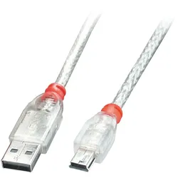 Lindy 41783 USB Kabel USB 2.0 2 m USB A Mini-USB B 0,48 Gbit/s Transparent