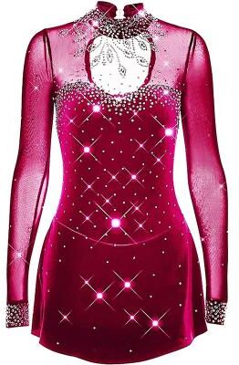 LightInthebox Women Ice Figure Skating Dress Girls Black Rhinestones Competition Dancewear