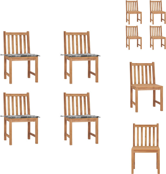vidaXL Gartenstühle 4 Stk. mit Kissen Massivholz Teak - Gartenstühle