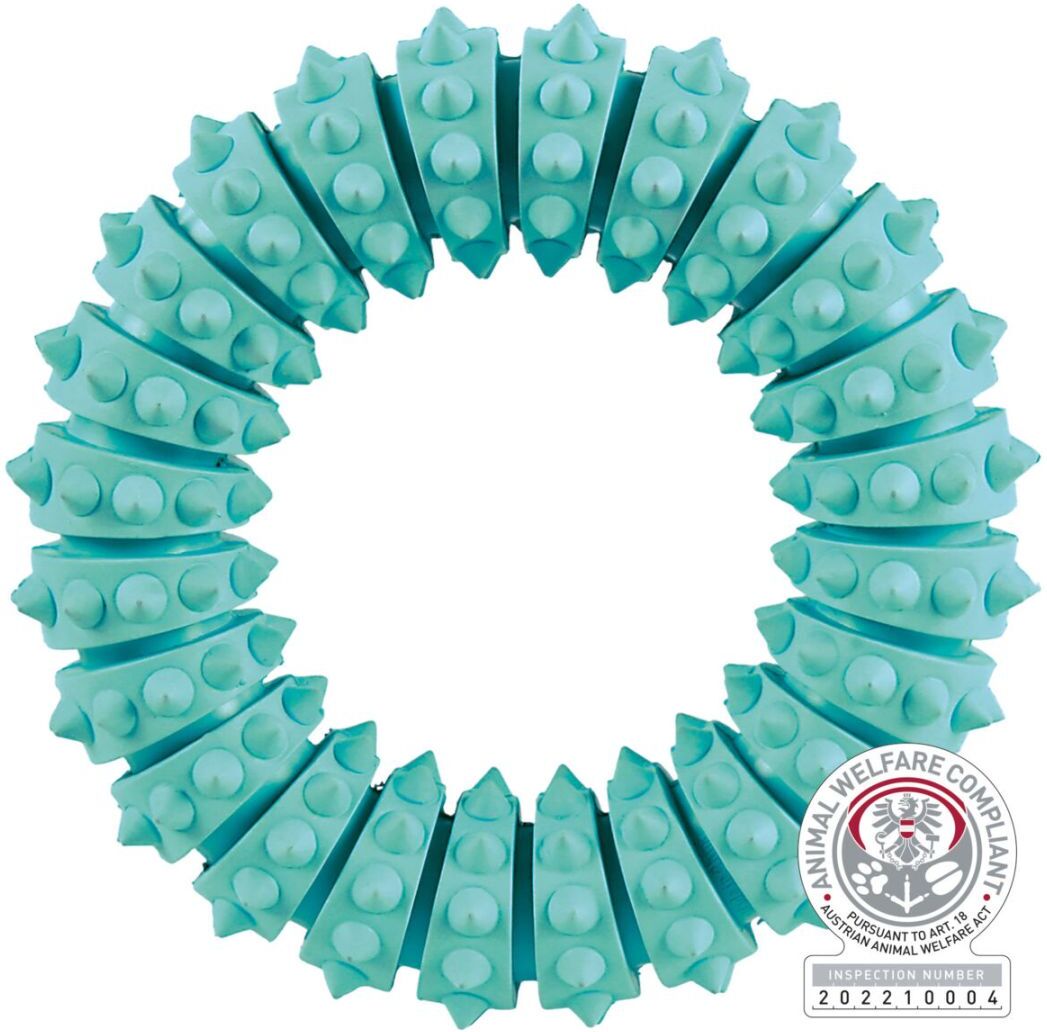 TRIXIE Denta Fun Ring, Minzgeschmack, Naturgummi, Ø 12 cm