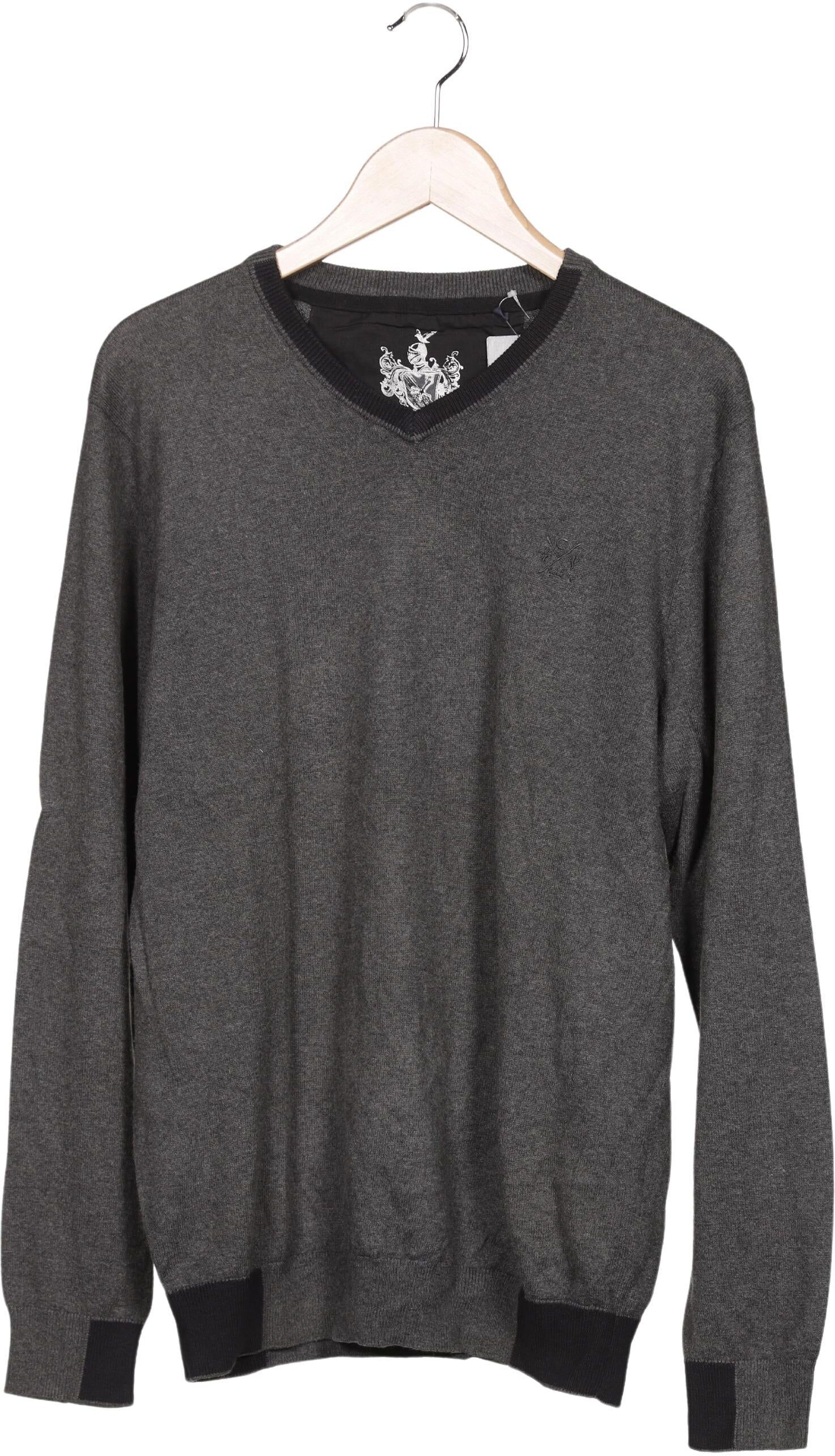 Camp David Herren Pullover, Grau, Gr. M, Seide / Baumwolle - Second Hand